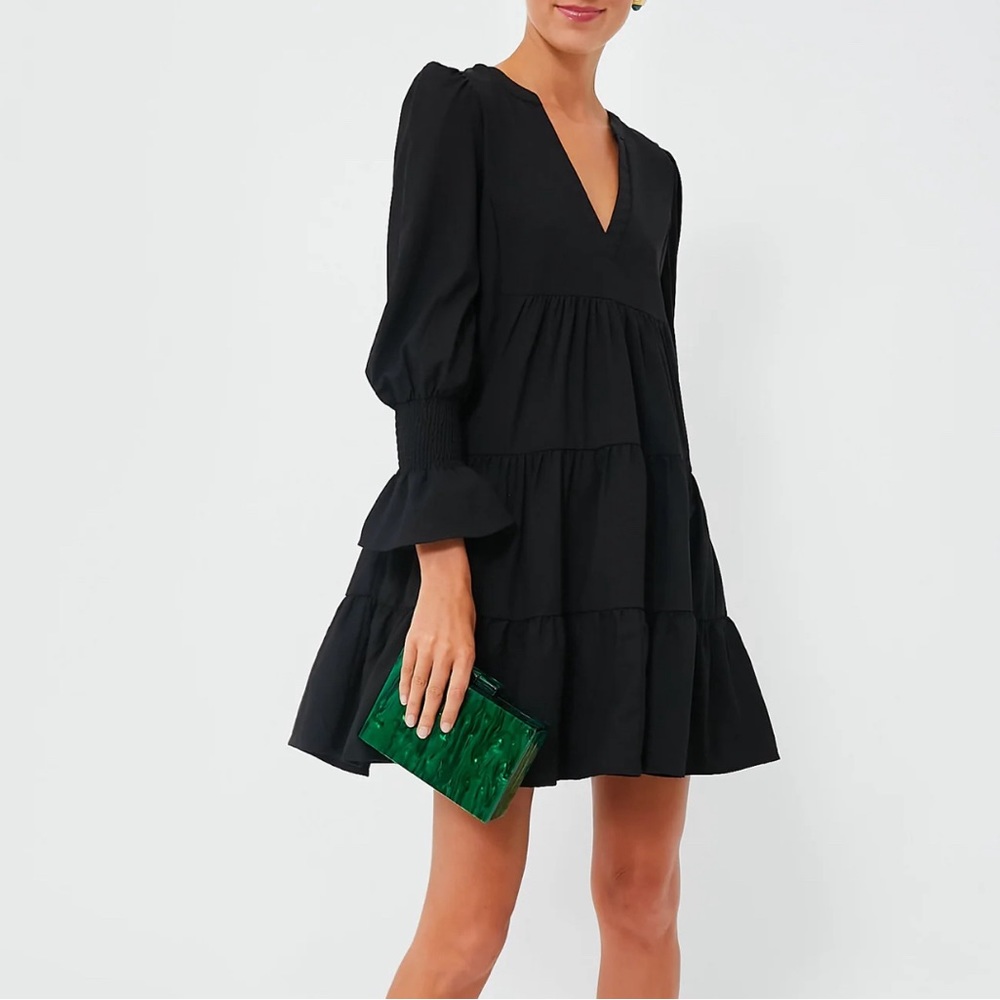 Pomander Place Black Tiered Mini Dress